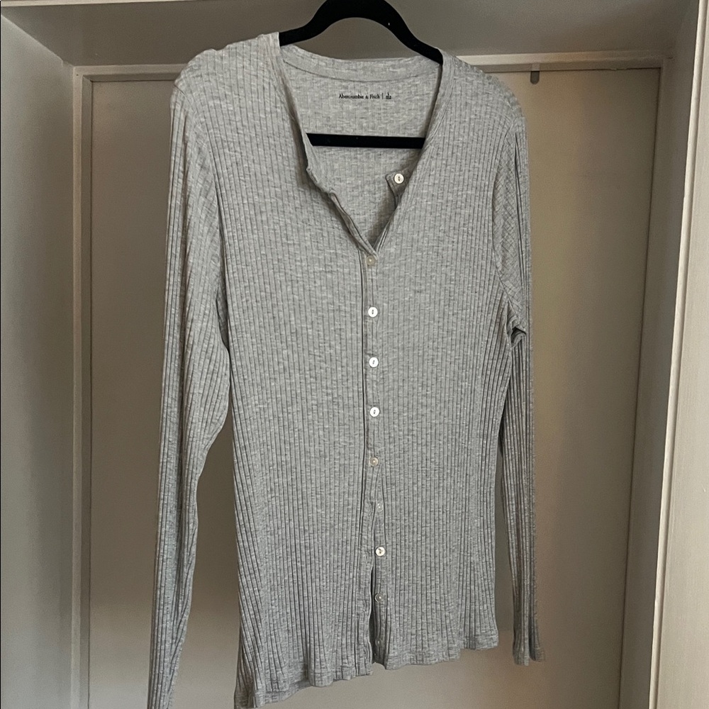 Abercrombie & Fitch Heather Gray Ribbed Top